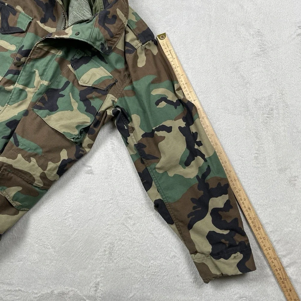 Vintage Military M-65 Field Jacket Mens Medium Long Camo Cold Weather Hoodie